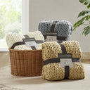 Chunky Double Knit - Handmade Throw - Gray - Madison Park - Throws - Elite Enclave Home