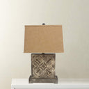 Vintage With Khaki Linen Shade Table Lamp - Brown