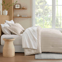 Logan - Queen Striped Comforter Set - Neutral
