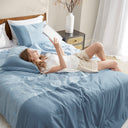 Miro - King/California King Soft Washed Block Comforter Set - Blue