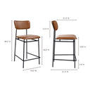 Sailor - Leather Counter Stool - Dark Brown - Moe's Home Collection - Counter Height (24" - 27") - Elite Enclave Home
