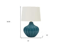 Ceramic Gourd Table Lamp With Cream Empire Shade - Blue - HomeRoots - Table Lamps - Elite Enclave Home
