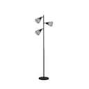Three Light Tree Floor Lamp With Black Metal Cage Shade - Black - HomeRoots - Floor Lamps - Elite Enclave Home