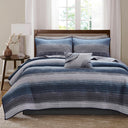Saben - Queen 8 Piece Quilt Set With Bed Sheets - Navy