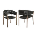 26" Wood Solid Wood Outdoor Dining Chair (Set of 2) - Black And Natural