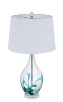 27" Glass Table Lamp With Empire Shade - Clear White