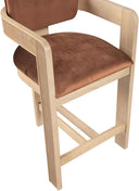 Sacha - Velvet Stool With Natural Base - Meridian Furniture - Counter Height (24" - 27") - Elite Enclave Home