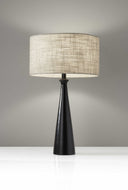 Metal Geo Triangle Table Lamp With Beige Drum Shade - Black