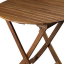 Rounded Solid Wood Folding Outdoor Side Table - Brown