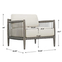 Uttermost Borneo Outdoor Lounge Chair – weathered dark gray mahogany frame with hand-wrapped charcoal gray rope and oyster white cushions