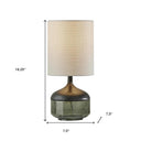 Petite Wood Smoked Glass Base With Lightly Textured Round Shade Table Lamp - Black - HomeRoots - Table Lamps - Elite Enclave Home