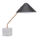Metal Bedside Table Lamp With Black Cone Shade - White