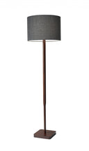 Solid Wood Floor Lamp With Dark Gray Fabric Drum Shade - Brown - HomeRoots - Floor Lamps - Elite Enclave Home