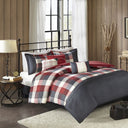 Ridge - 6 Piece Herringbone Duvet Cover Set - Red - Madison Park - Bedding Sets - Elite Enclave Home