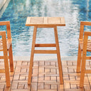 18" Square Solid Wood Outdoor Side Table - Natural