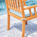 35" Eucalyptus Slat Wood Outdoor Accent Chair With Aqua Cushion - Natural