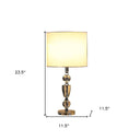 Cut Faux Crystal Glam Table Lamp With White Classic Drum Shade - Clear