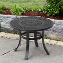 Rounded Metal Outdoor Bistro Table With Umbrella Hole - Black