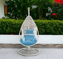 Steel Stand Finished Metal Outdoor Swing Chair With Blue Cushion - Blue