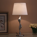 24" x 12" x 12" Bedside Table Lamp With White Empire Shade - Silver