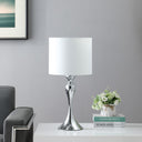 Sleek Table Lamp With Off - White Drum Shade - Silver - HomeRoots - Table Lamps - Elite Enclave Home