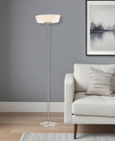 Brushed LED Torchiere Floor Lamp With Empire Shade - Silver White - HomeRoots - Floor Lamps - Elite Enclave Home