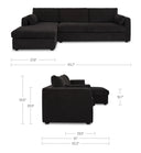 Burrow - Sleeper Sectional With Left Storage Chaise - Black - Moe's Home Collection - Sleeper Sectionals - Elite Enclave Home