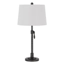 Metal Adjustable Table Lamp With Off-White Empire Shade - Silver
