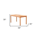 Eucalyptus Slat Wood Straight Outdoor Dining Table With Umbrella Hole - Natural