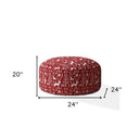 Cotton Round Stag Pouf Cover - Red / White