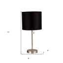 Metal Candlestick Table Lamp With Black Classic Drum Shade - Silver