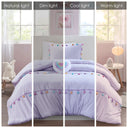 Tessa - 4 Piece Full/Queen Tassel Comforter Set With Heart Shaped Throw Pillow - Lavender