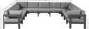 Nizuc - Outdoor Patio 11 Piece Modular Sectional With Gray Frame