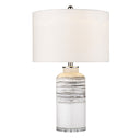 Ceramic Column Lamp With White Drum Shade - Black And White