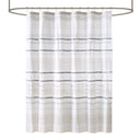 Nea - Printed Shower Curtain With Trims - Off White / Gray - INK+IVY - Shower Curtains - Elite Enclave Home