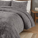Blair - Ruched Fur Down Alternative King Comforter Set - Gray
