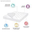 Quiet Nights - Twin Long Waterproof Diamond Quilting Down Alternative Mattress Pad - White