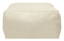 Leather Pouf Ottoman - Ivory