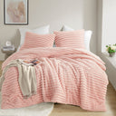 Avril - Full/Queen Fluffy Ribbed Plush Comforter Set - Pink
