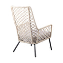 Metal Outdoor Dining Chair With Gray Cushion - Beige