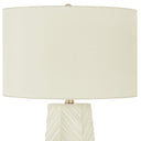 Ceramic Geometric Table Lamp With Ivory Drum Shade - White - HomeRoots - Table Lamps - Elite Enclave Home