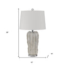 Glass Novelty Table Lamp With White Empire Shade - Nickel