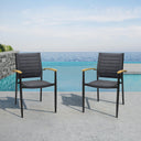 Metal Indoor Outdoor Dining Chair (Set of 2) - Gray And Black