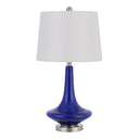 26" Metal Two Light Bedside Table Lamps With White Globe Shade (Set of 2) - Silver