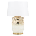 Mercury Glass Table Lamp With White Cone Shade - White And Gold