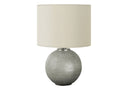 Round Table Lamp With Ivory Drum Shade - Gray - HomeRoots - Table Lamps - Elite Enclave Home