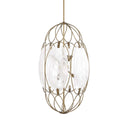 Valencia - 6 Light Glass Panel Pendant - Gold / White