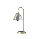Bedside Table Lamp With Gold Cage Shade - Gold