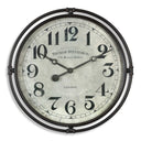 Uttermost Nakul Industrial Wall Clock – Pearl Silver – smoke gray iron frame with aged ivory clock face under glass