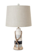 Novelty Table Lamp Coastal With Off-White Empire Shade (Set of 2) - Natural White And Blue